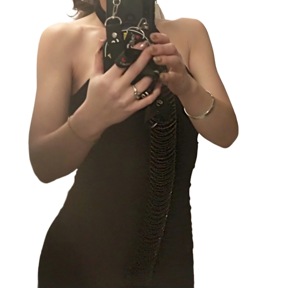 Guess Strapless Halter Black Dress